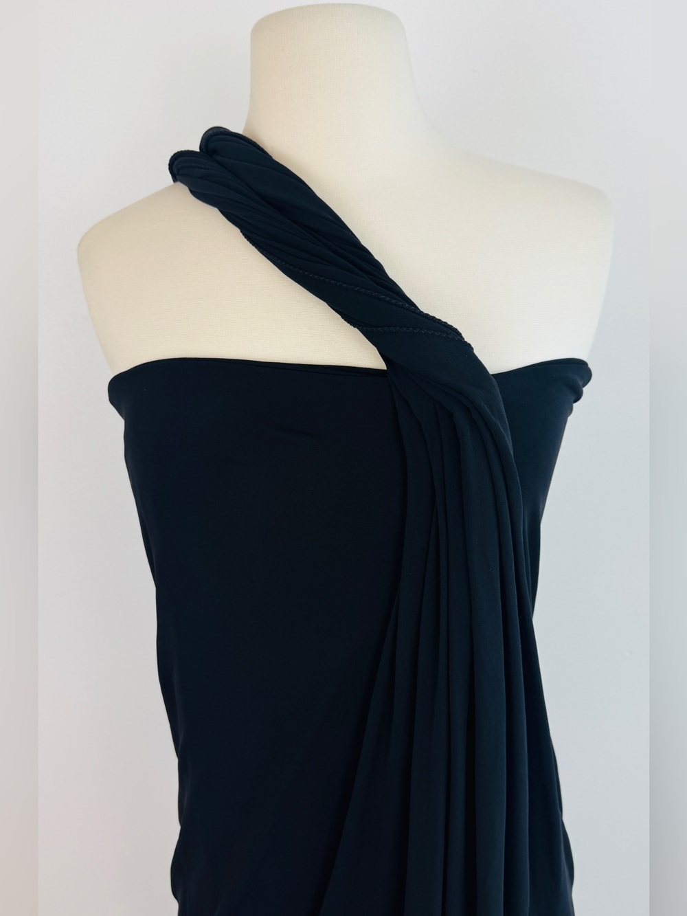 Vintage Jean Paul Gaultier Soleil Dress Black Grecian One Shoulder - Picture 2 of 10